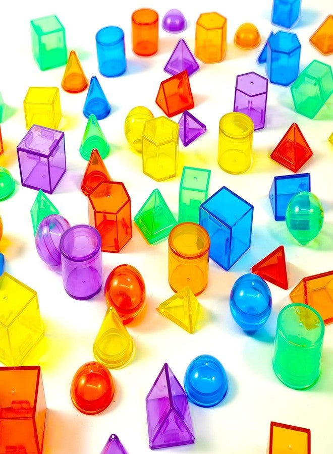 Bbiamsleep 76 Pcs Counting 3D Geometric Solids Colorful Plastic Geometric Shape Light Table Manipulative Counting Sorting Sensory Bin Filler Fine Motor Skills for Light Table Sorting Counting Training - Image 4